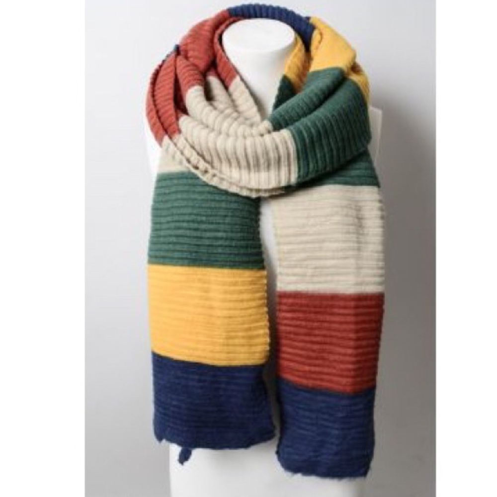 1 left! New Color Block Rib Knit Scarf - Picture 4 of 4